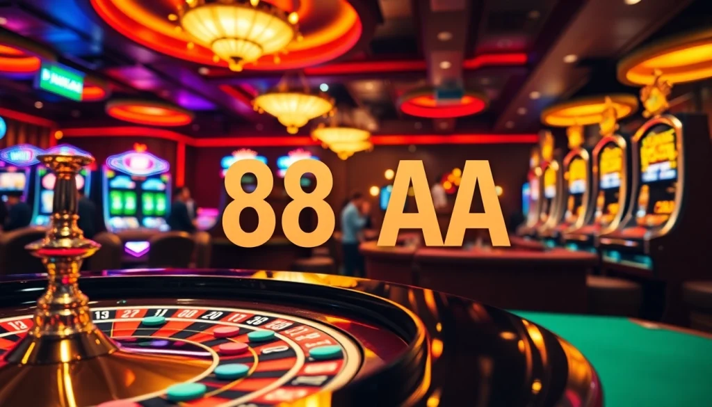88AA players celebrating wins at a vibrant roulette table in an exciting casino atmosphere.