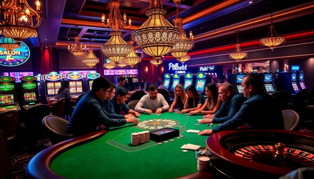 Experience the thrill of kubet gaming at an elegant casino card table with players engaged in high-stakes poker.
