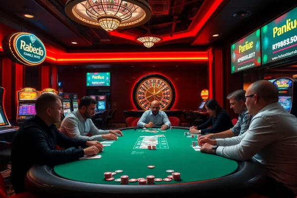 Experience thrilling poker gameplay at RR88 with cards and chips enhancing the casino excitement.