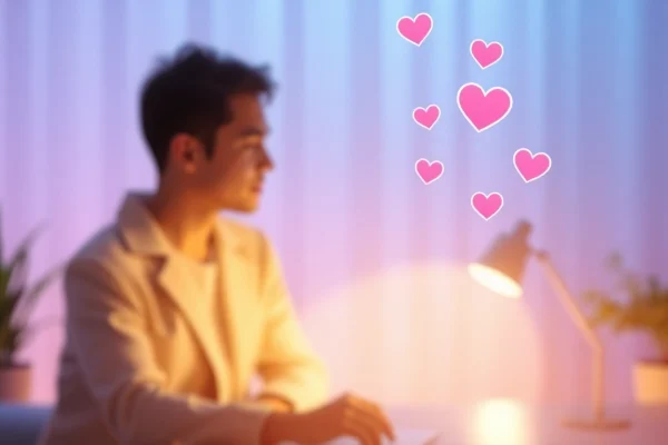 Engage in meaningful ai sex chat with a sleek AI chat interface highlighted in a warm and inviting setting.