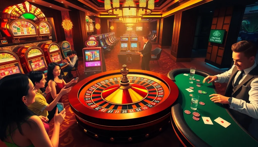 Experience the thrilling ambiance of a casino at https://okviptv.com/, with players engaged in roulette and poker, showcasing excitement and winning strategies.