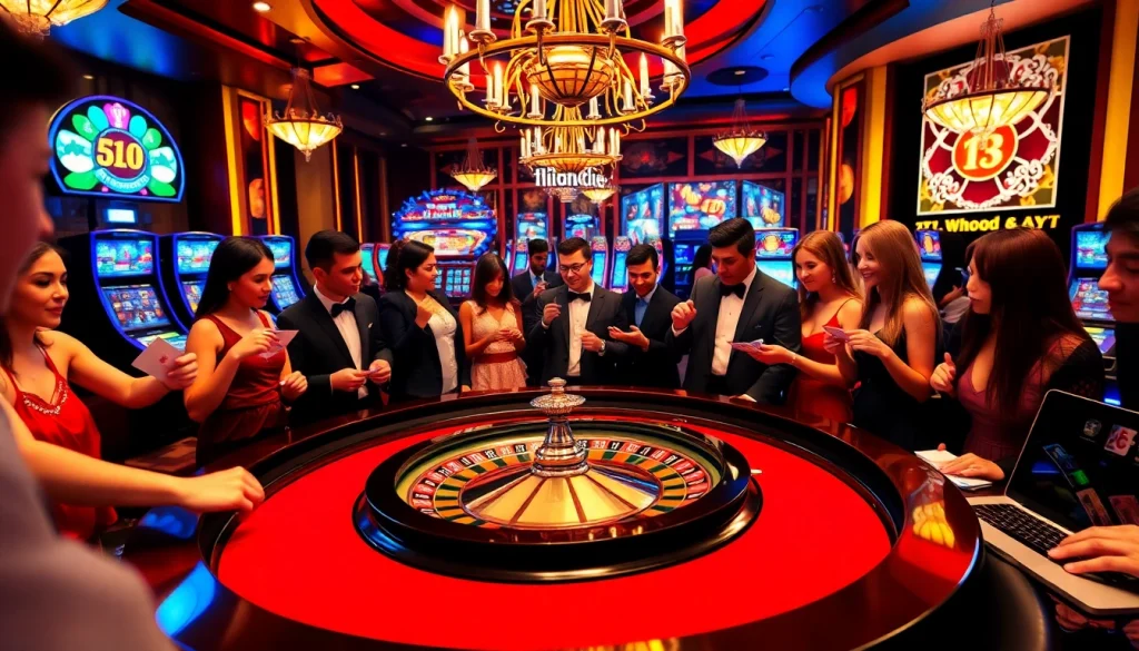 Experience the thrill of roulette and poker at https://nhacaiuytin.singles/ with players engaged in vibrant casino gaming.