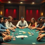 Engaging poker scene showcasing players in action at gacor123 table, with vibrant chips and cards.